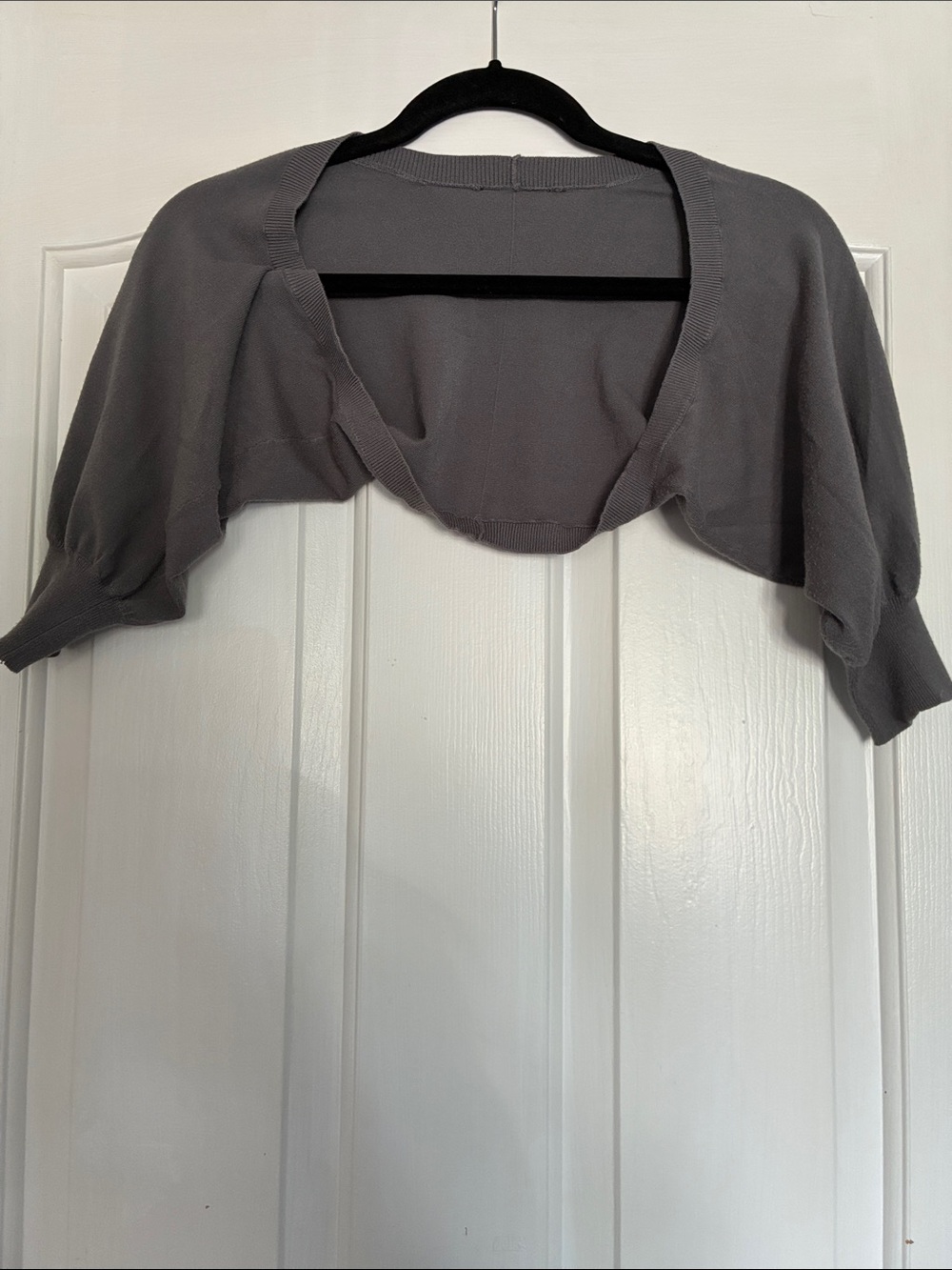 Cropped Gray Knit Bolero Shrug